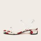 Romwe Strawberry Print Clear Strap Sandals