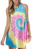 Romwe Circle Rainbow Print Loose Dress