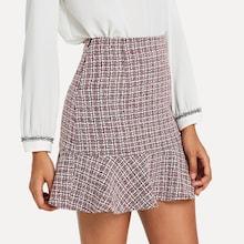 Romwe Ruffle Hem Bodycon Skirt