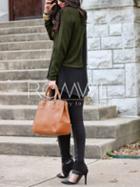 Romwe Green Black Long Sleeve Color Block Blouse