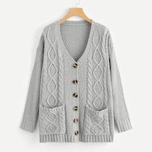 Romwe Mixed Knit Button Up Coat