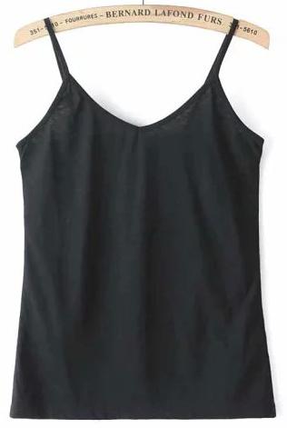 Romwe Black Spaghetti Strap Slim Vest