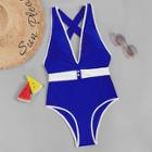 Romwe Contrast Piping Cross Back One Piece Swimsuit
