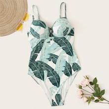 Romwe Random Jungle Print Underwired One Piece Swimsuit