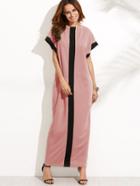 Romwe Contrast Panel Cocoon Full Length Dress