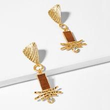 Romwe Rectangle & Bar Detail Drop Earrings