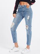 Romwe Straight Ripped Crop Jeans