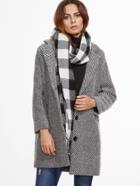 Romwe Contrast Striped Single Breasted Coat With Pockets