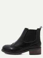 Romwe Black Wingtip Elastic Cork Heel Boots