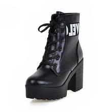 Romwe Lace-up Platform Chunky Boots