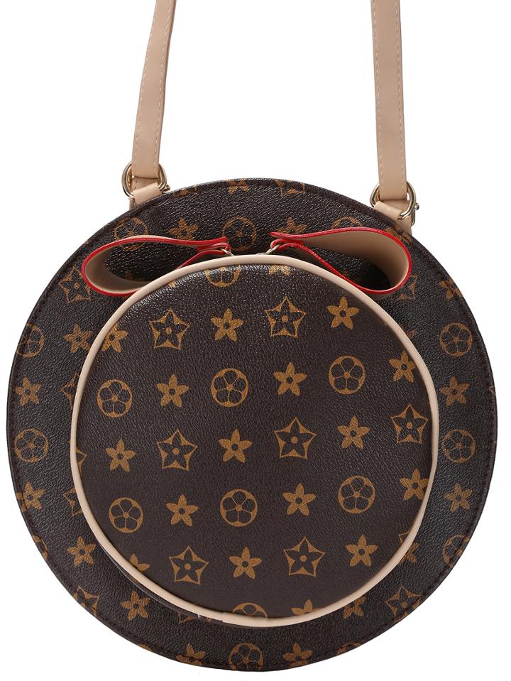 Romwe Faux Printed Leather Bow Hat Shaped Backpack
