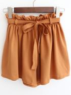 Romwe Drawstring Wide Leg Chiffon Shorts