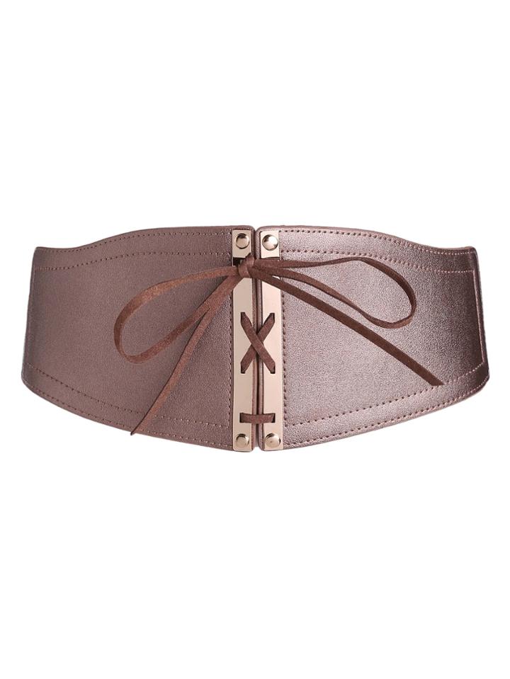 Romwe Bow Tie Front Pu Obi Belt