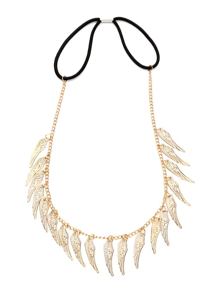 Romwe Gold Angel Wing Retro Style Chain Headband