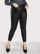 Romwe Lace Up Waist Coated Leggings