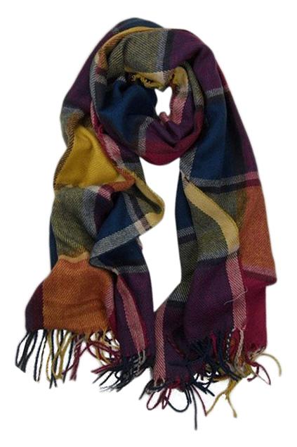 Romwe Check Print Tassel Embellished Scarf