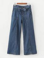 Romwe Seam Detail Wide Leg Jeans With Belt