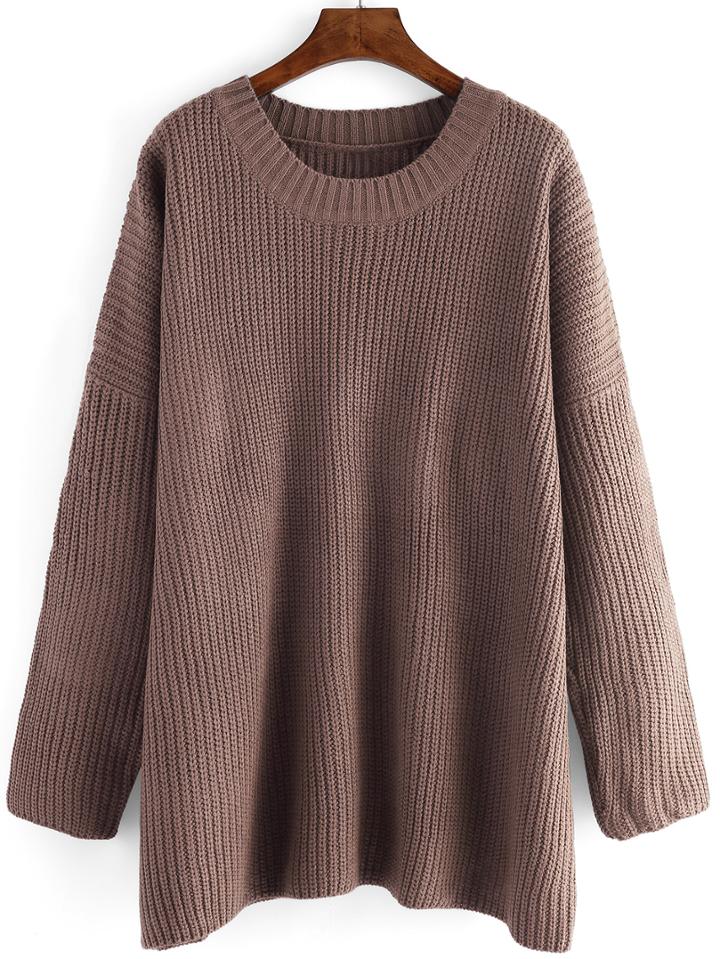 Romwe Dropped Shoulder Seam Loose Purple Sweater