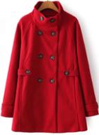 Romwe Red High Neck Woolen Coat With Double Button