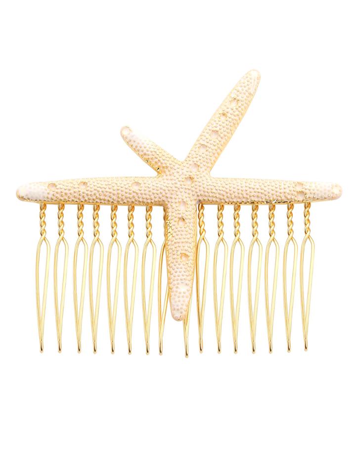 Romwe Golden Starfish Hair Comb