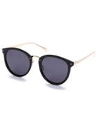 Romwe Black Retro Reflective Cat Eye Sunglasses
