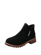 Romwe Minimalist Side Zipper Suede Boots