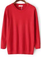 Romwe Solid Casual Red Knit Sweater