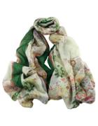 Romwe New Fashion Voile Green Flower Printed Women Scarf