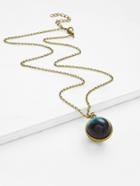 Romwe Contrast Round Pendant Chain Necklace