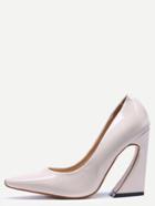 Romwe Apricot Pointed Toe Chunky Pumps