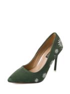 Romwe Flower Embroidered Pointed Toe Pumps