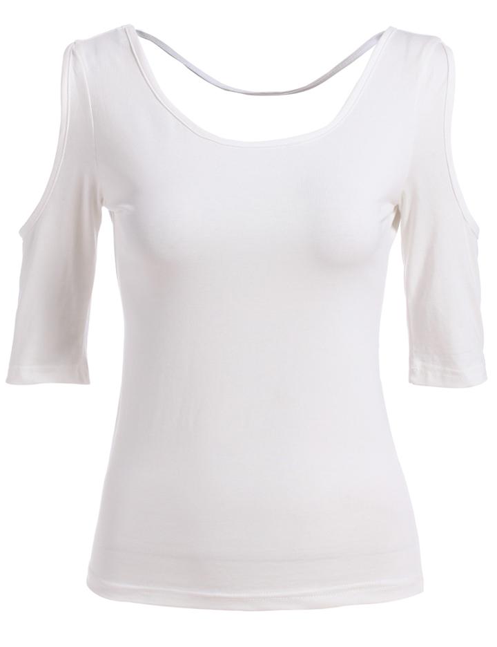 Romwe Round Neck Hollow Slim Top