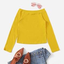 Romwe Off The Shoulder Solid Tee
