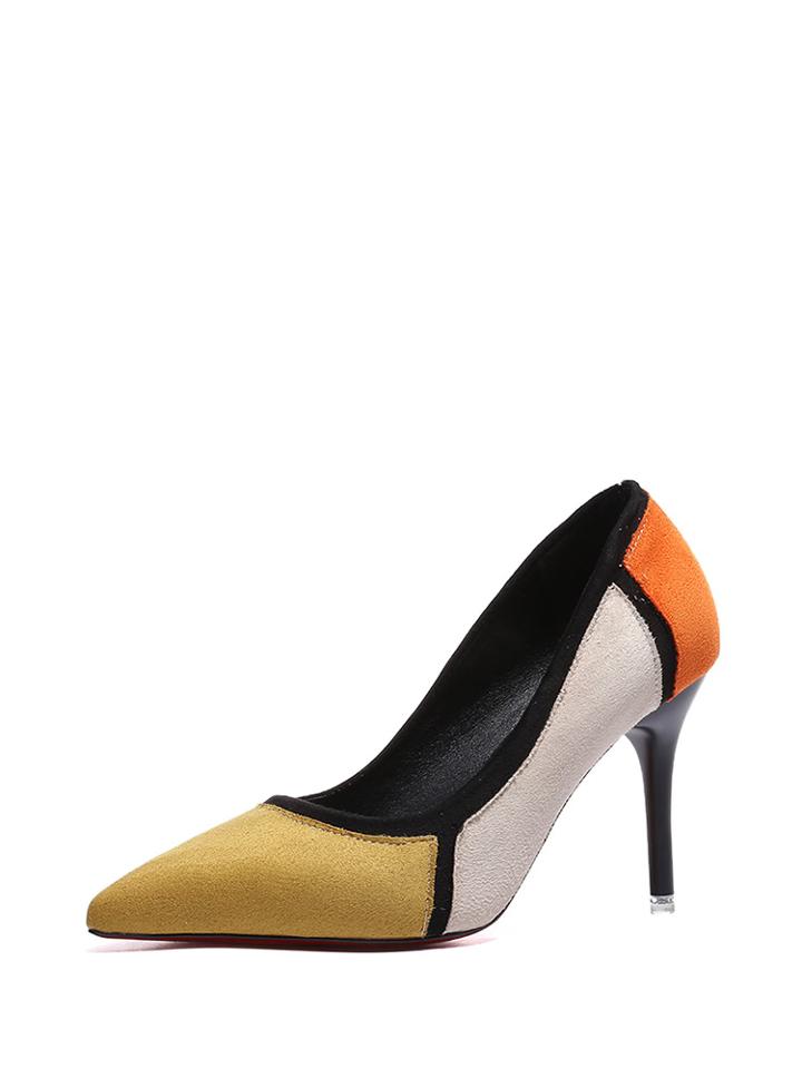 Romwe Pointed Toe Color Block Heels