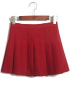 Romwe Pleated Mini Wine Red Skirt