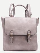 Romwe Grey Dual Buckled Strap Front Distressed Satchel Bag