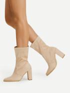 Romwe Pointed Toe High Heeled Ankle Boots
