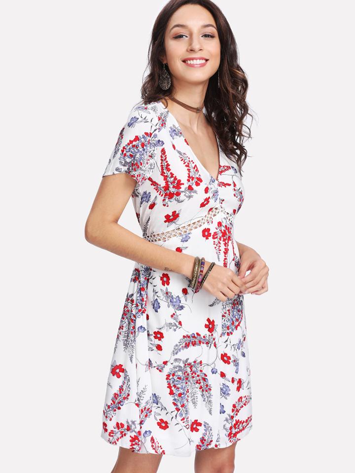 Romwe Hollow Cut Insert Knot Back Dress
