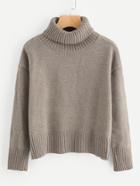 Romwe High Neck Drop Shoulder Knit Sweater