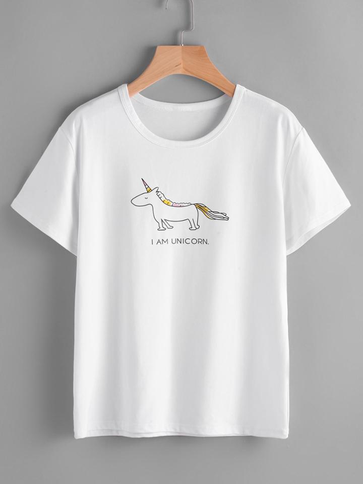 Romwe Cartoon Print Tee