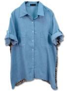 Romwe Contrast Chiffon Leopard Blouse With Pockets