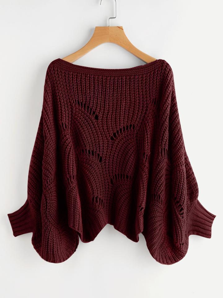Romwe Eyelet Dolman Sleeve Jumper
