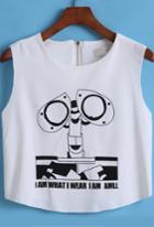 Romwe White Robot Print Tank Top