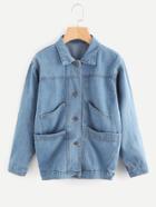 Romwe Single Breasted Pocket Denim Jacket