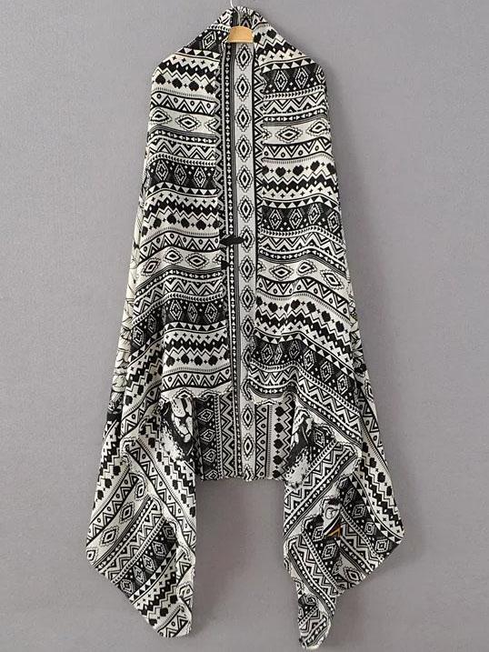 Romwe Black Geometric Pattern Scarf
