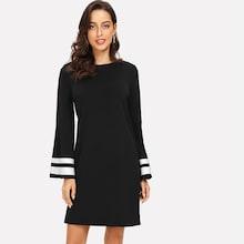 Romwe Contrast Striped Side Dress