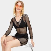 Romwe Fishnet Sheer Dress