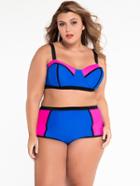 Romwe Color Block High Waist Plus Size Bikini Set