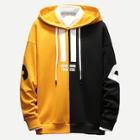 Romwe Men Two Tone Letter Print Drawstring Hoodie