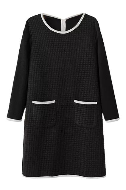 Romwe Color Block Black Dress